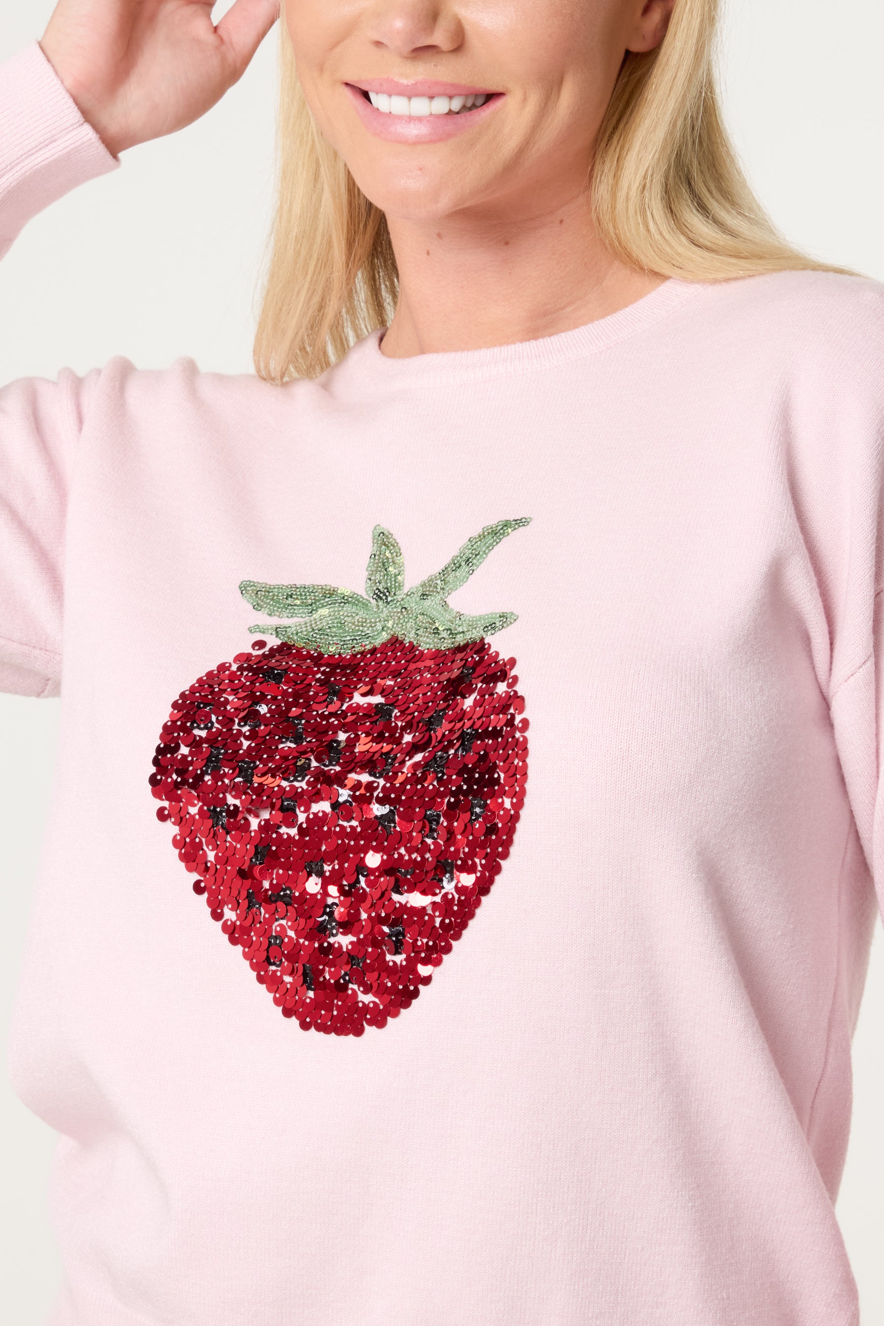 Embellished Sequin Strawberry Jumper