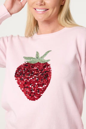 Embellished Sequin Strawberry Jumper