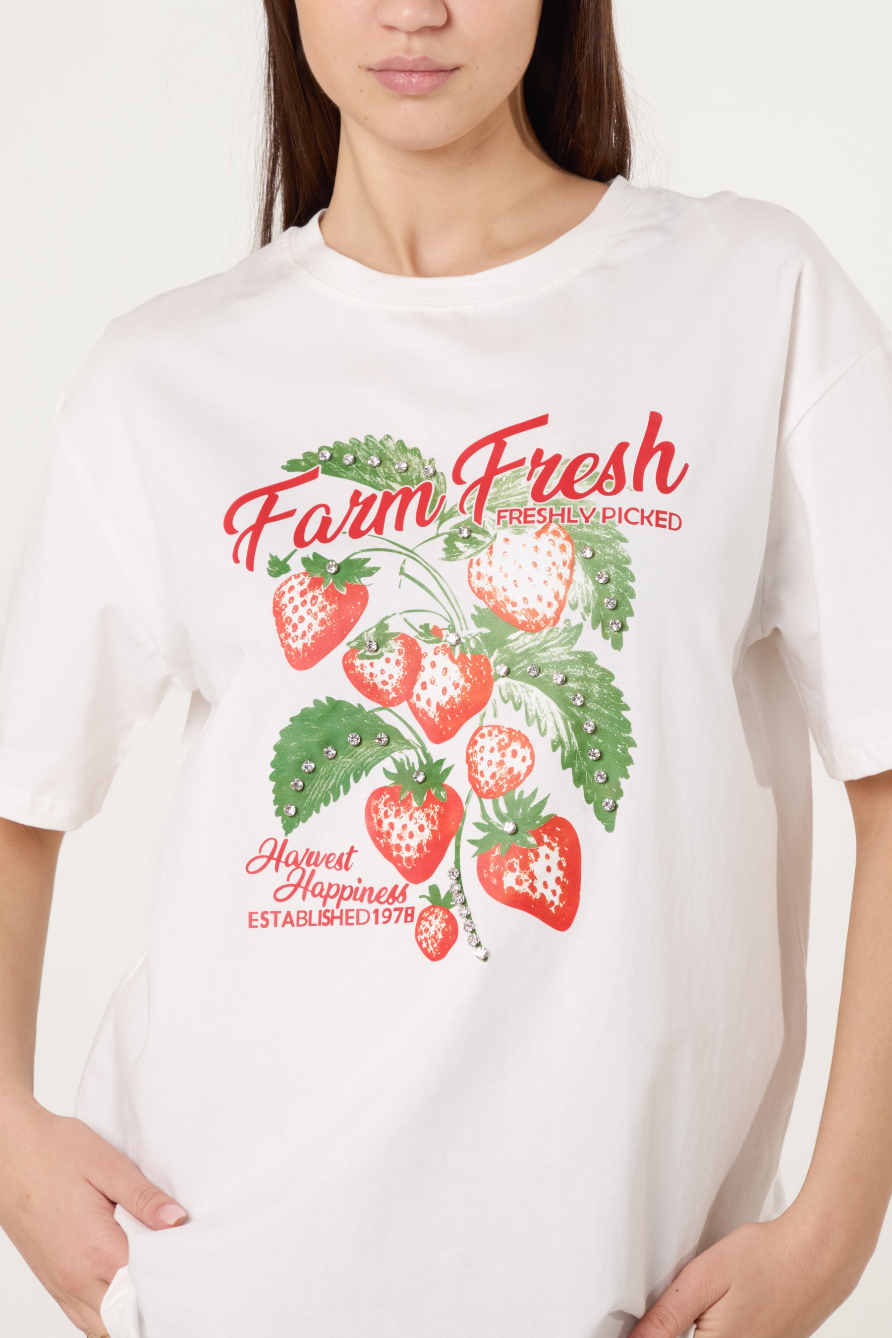 Embellished Strawberry Farm T-Shirt