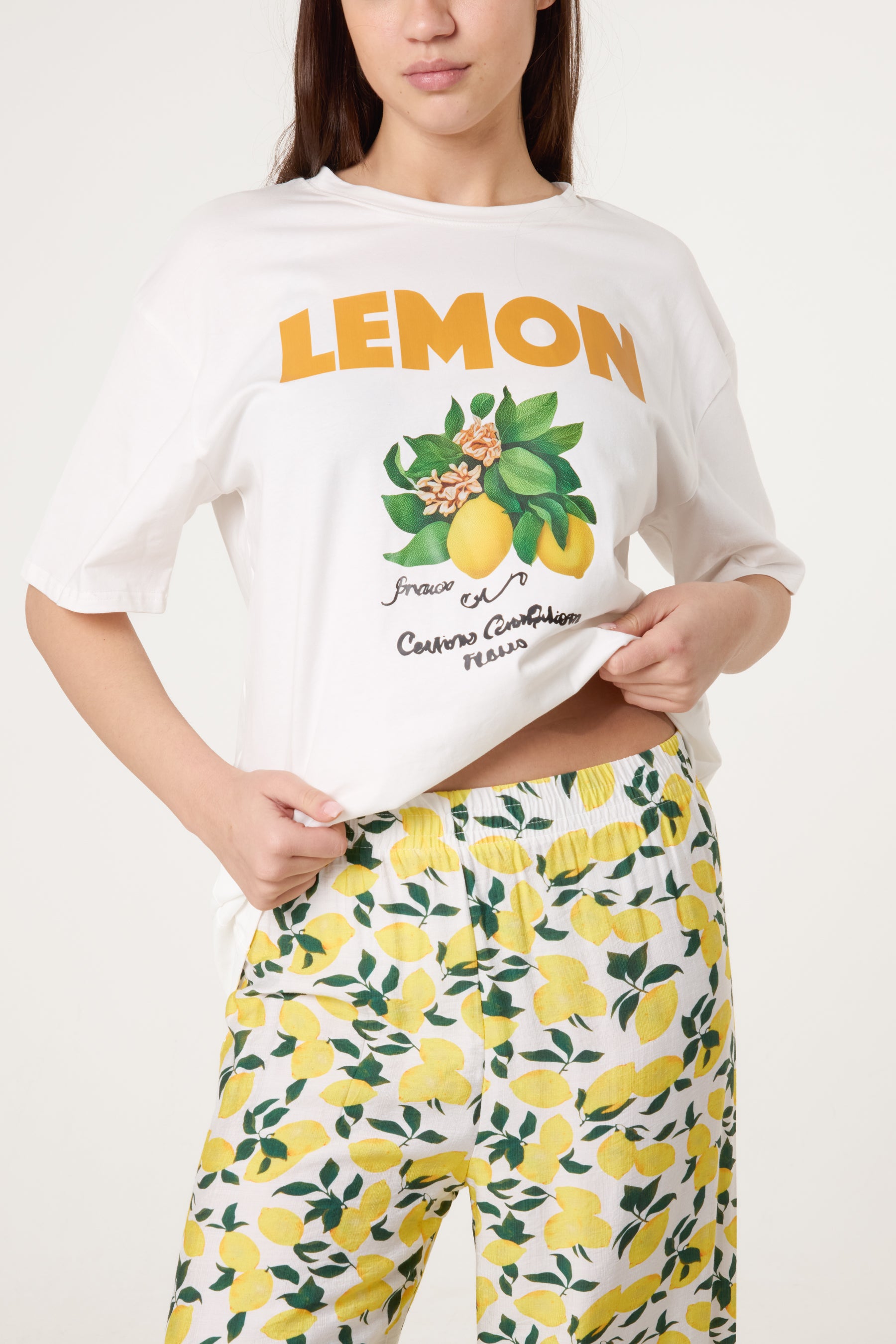 Lemon Graphic T-Shirt & Trousers Set