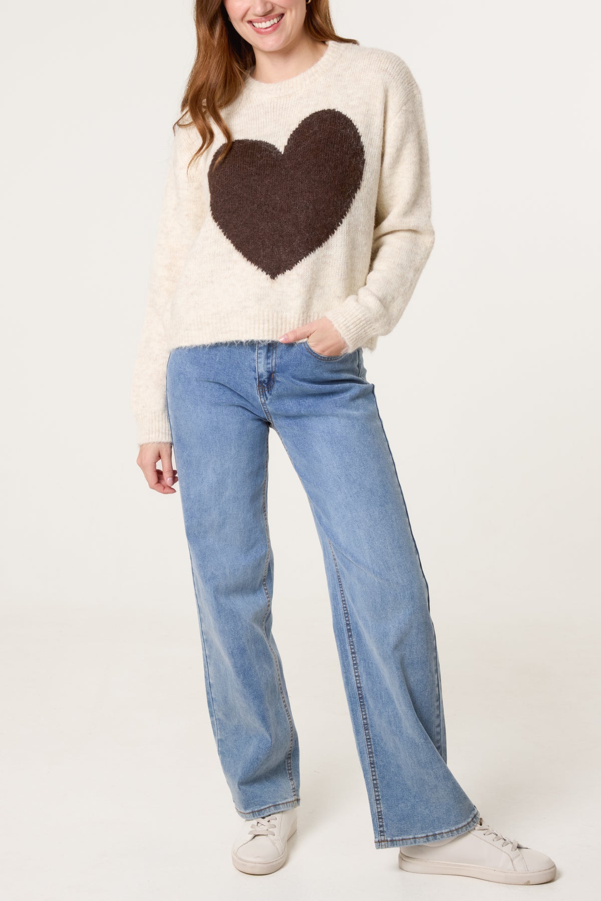 Bold Heart Crew Neck Knit Jumper