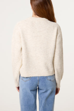 Bold Heart Crew Neck Knit Jumper