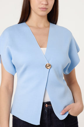 Gold Button Kimono-Style Sleeve Cardigan