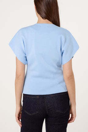 Gold Button Kimono-Style Sleeve Cardigan