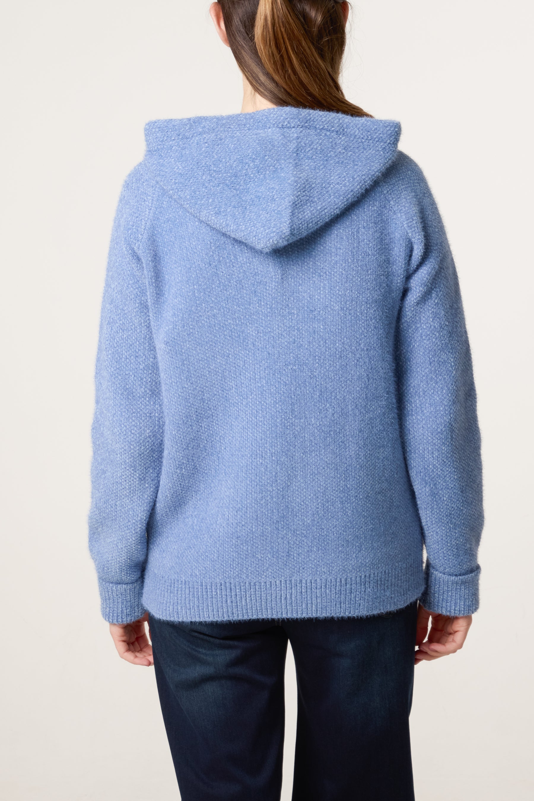 Zip Up & Pocket Knit Cosy Hoodie