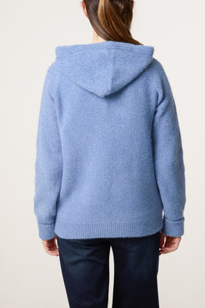 Zip Up & Pocket Knit Cosy Hoodie