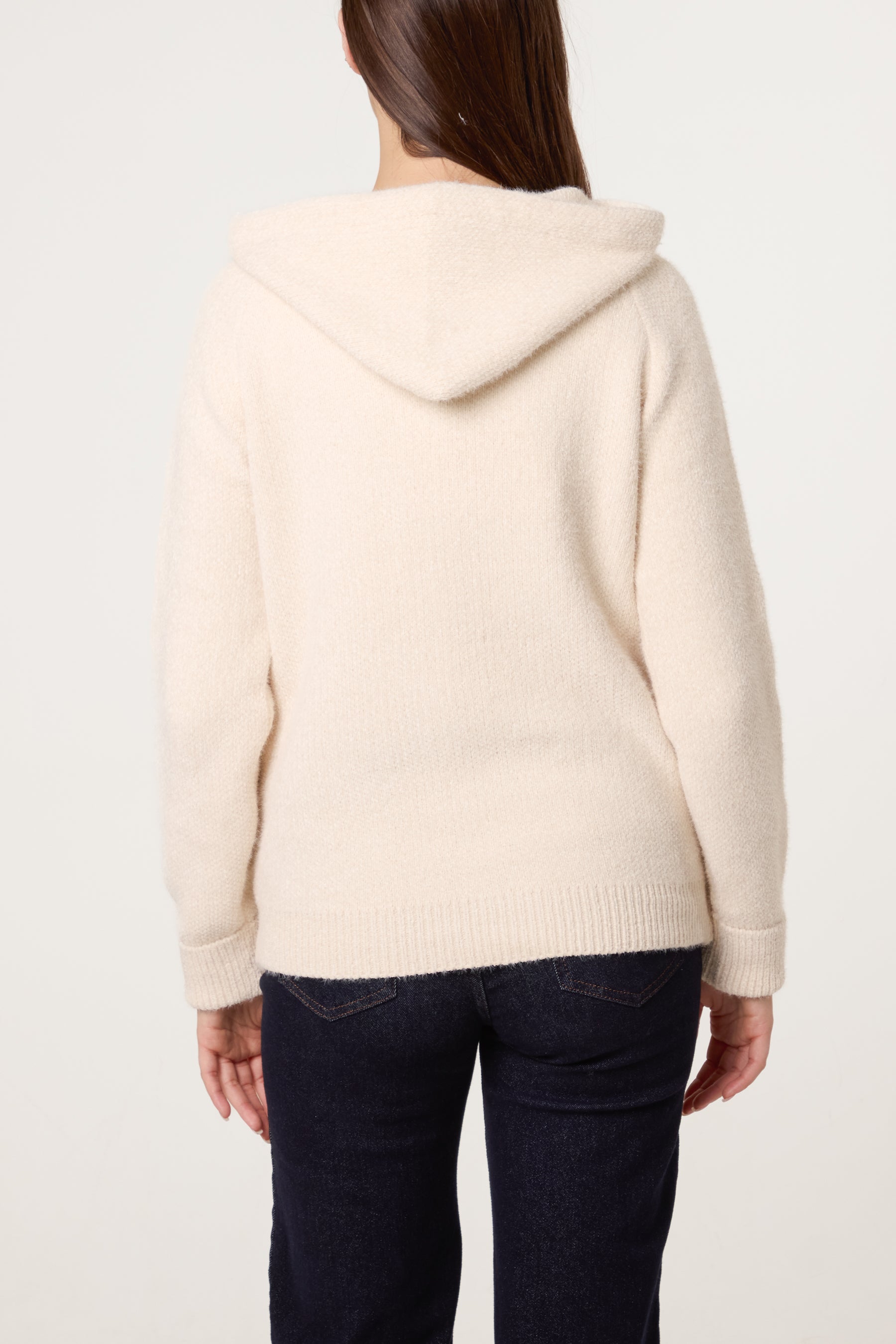 Zip Up & Pocket Knit Cosy Hoodie