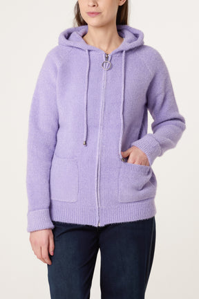Zip Up & Pocket Knit Cosy Hoodie