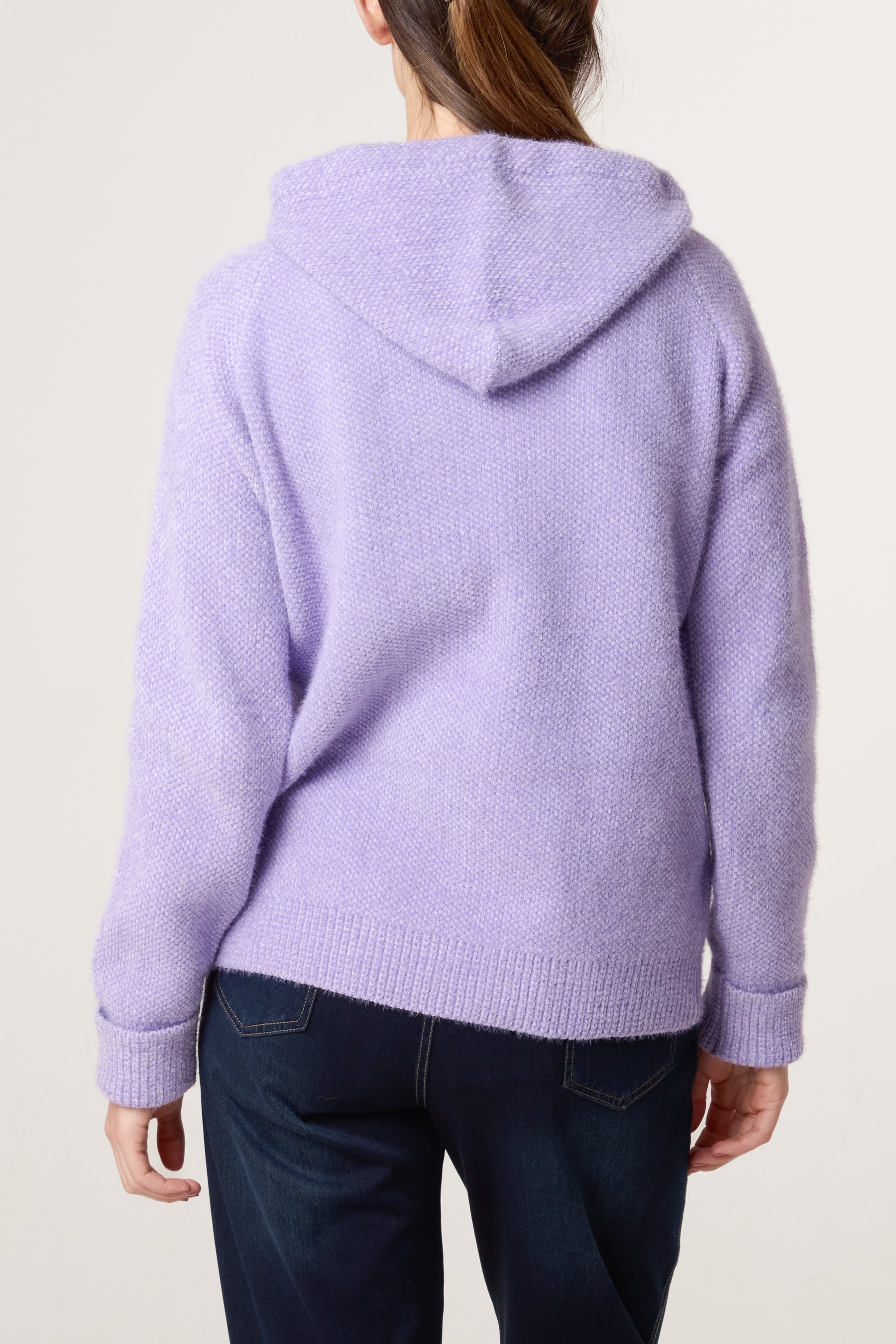 Zip Up & Pocket Knit Cosy Hoodie