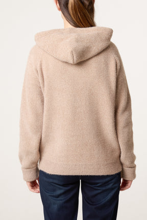 Zip Up & Pocket Knit Cosy Hoodie