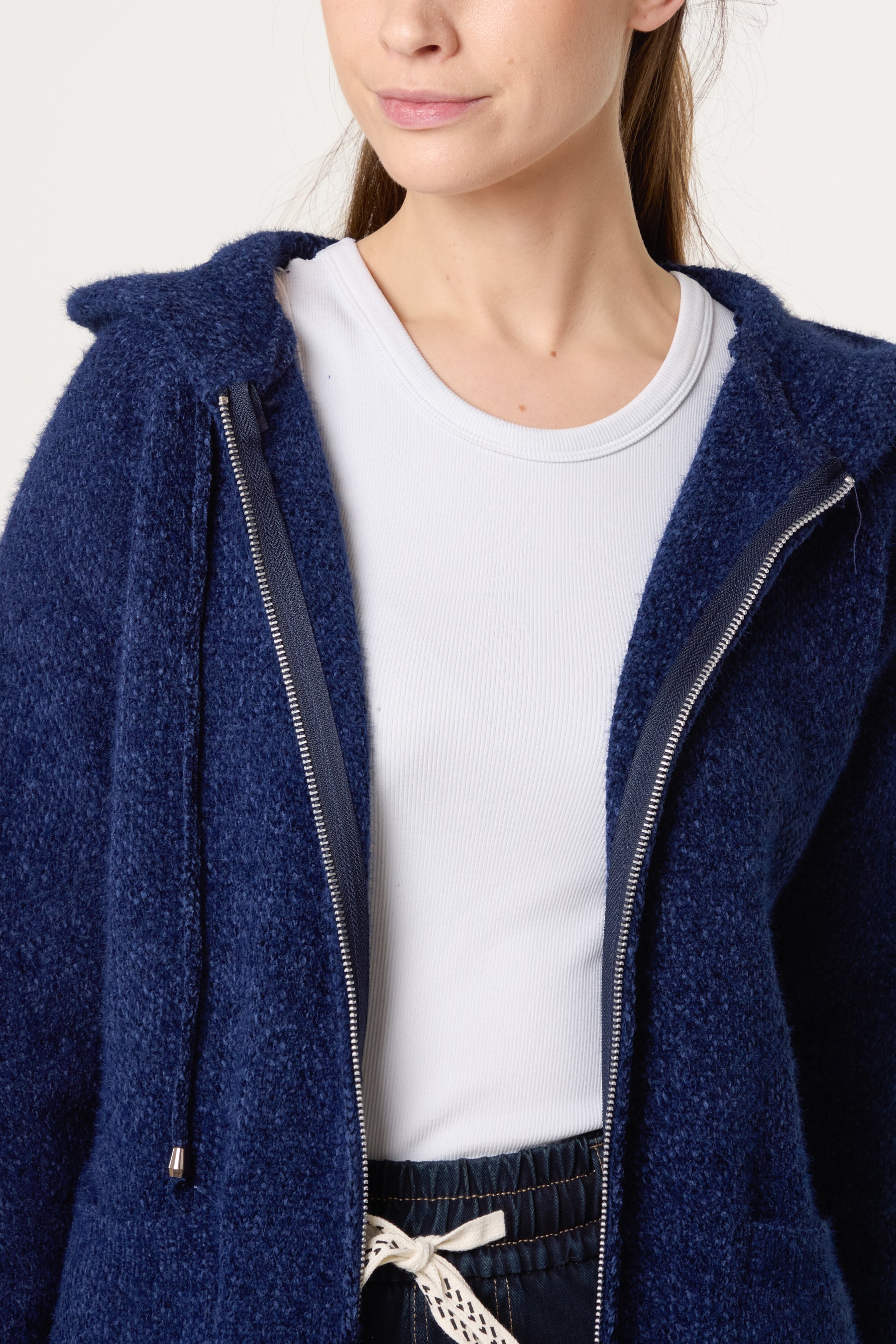 Zip Up & Pocket Knit Cosy Hoodie