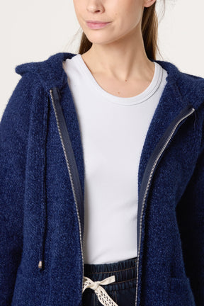 Zip Up & Pocket Knit Cosy Hoodie