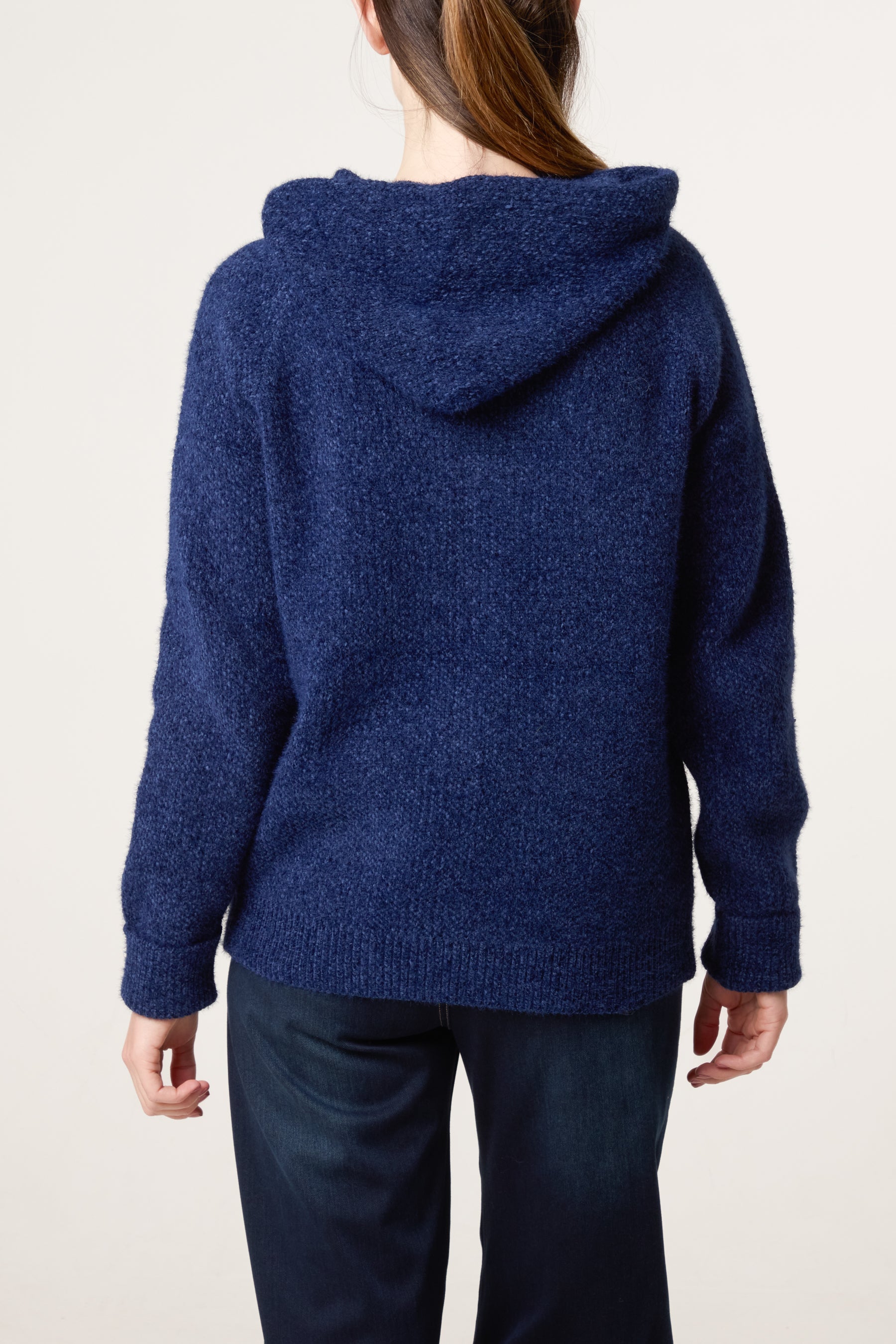 Zip Up & Pocket Knit Cosy Hoodie