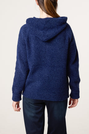 Zip Up & Pocket Knit Cosy Hoodie