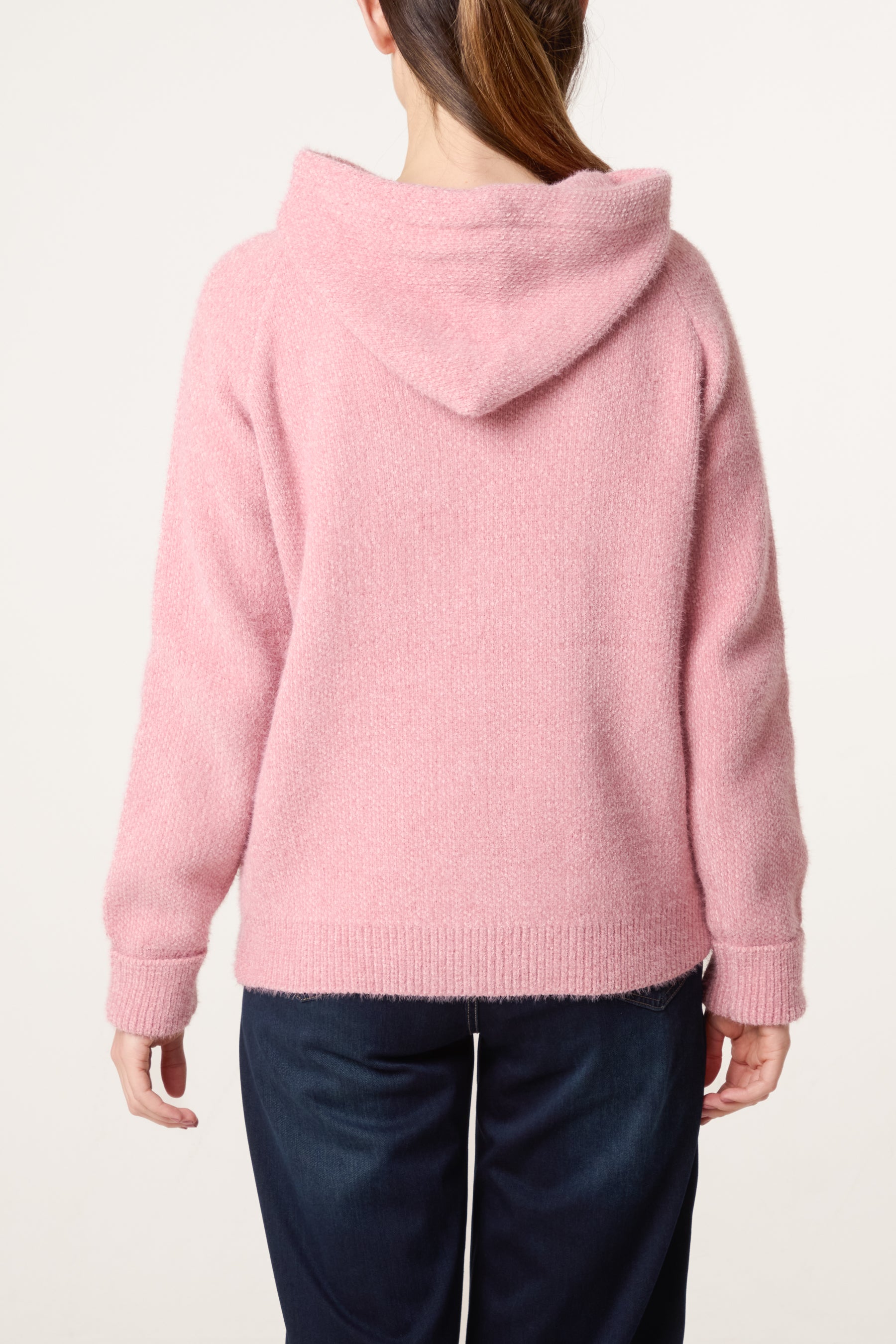 Zip Up & Pocket Knit Cosy Hoodie