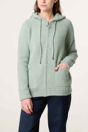 Zip Up & Pocket Knit Cosy Hoodie