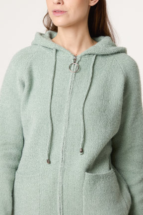 Zip Up & Pocket Knit Cosy Hoodie