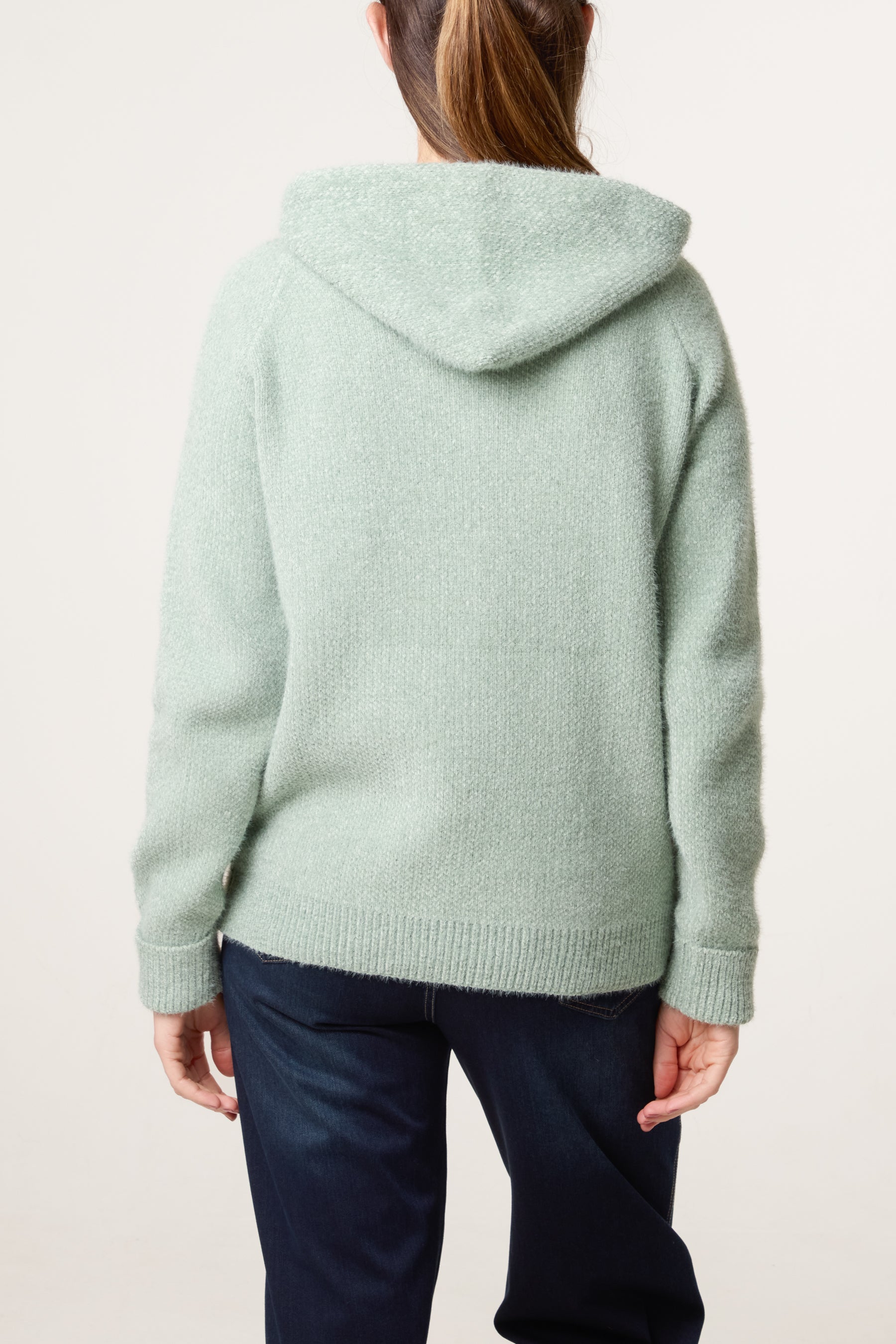 Zip Up & Pocket Knit Cosy Hoodie
