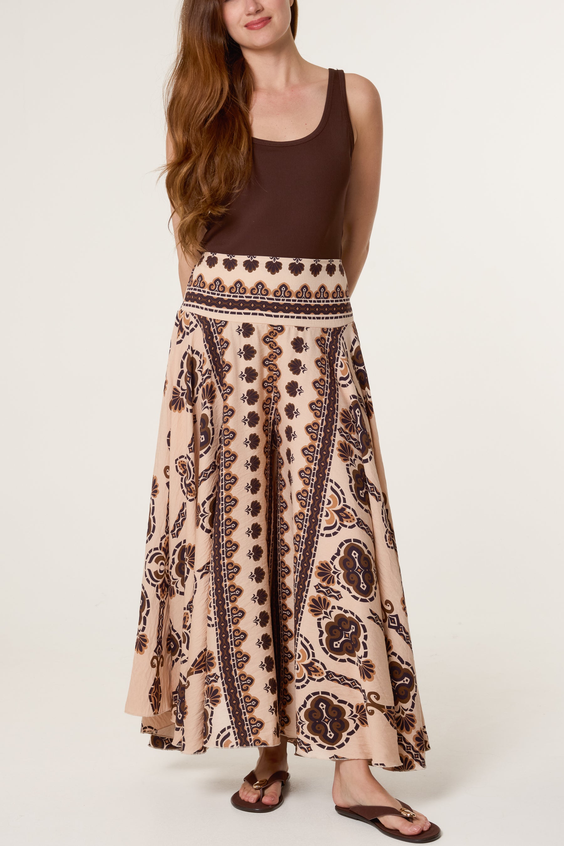 Deep Waistband Flowy Trousers