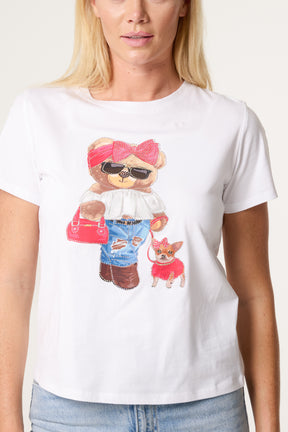 Embellished Bear & Chihuahua T-Shirt