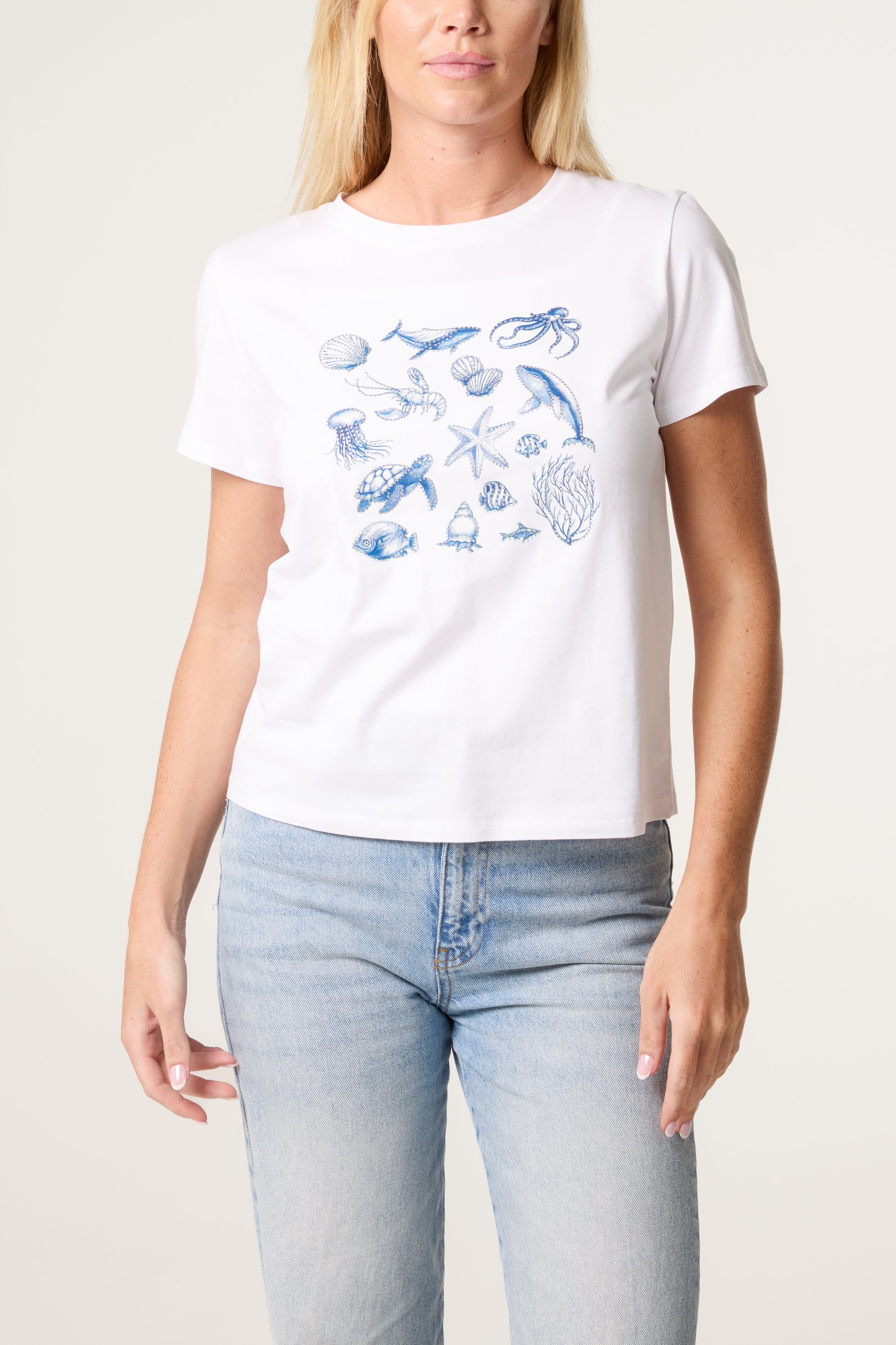 Marine Life Embellished T-Shirt