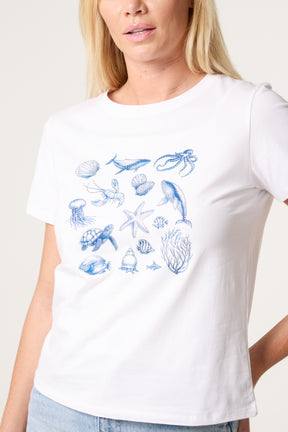 Marine Life Embellished T-Shirt