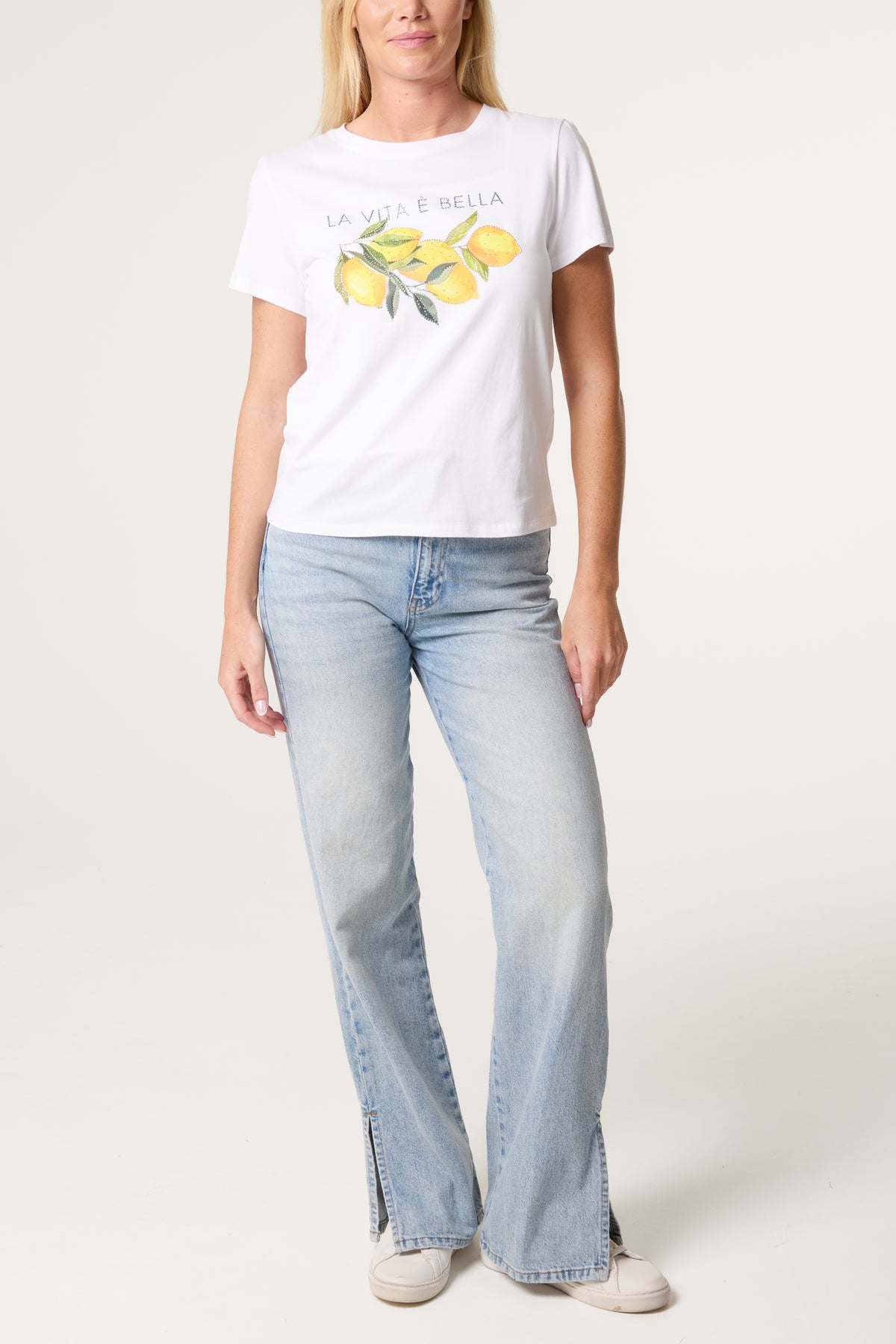 Embellished Lemon Design T-Shirt