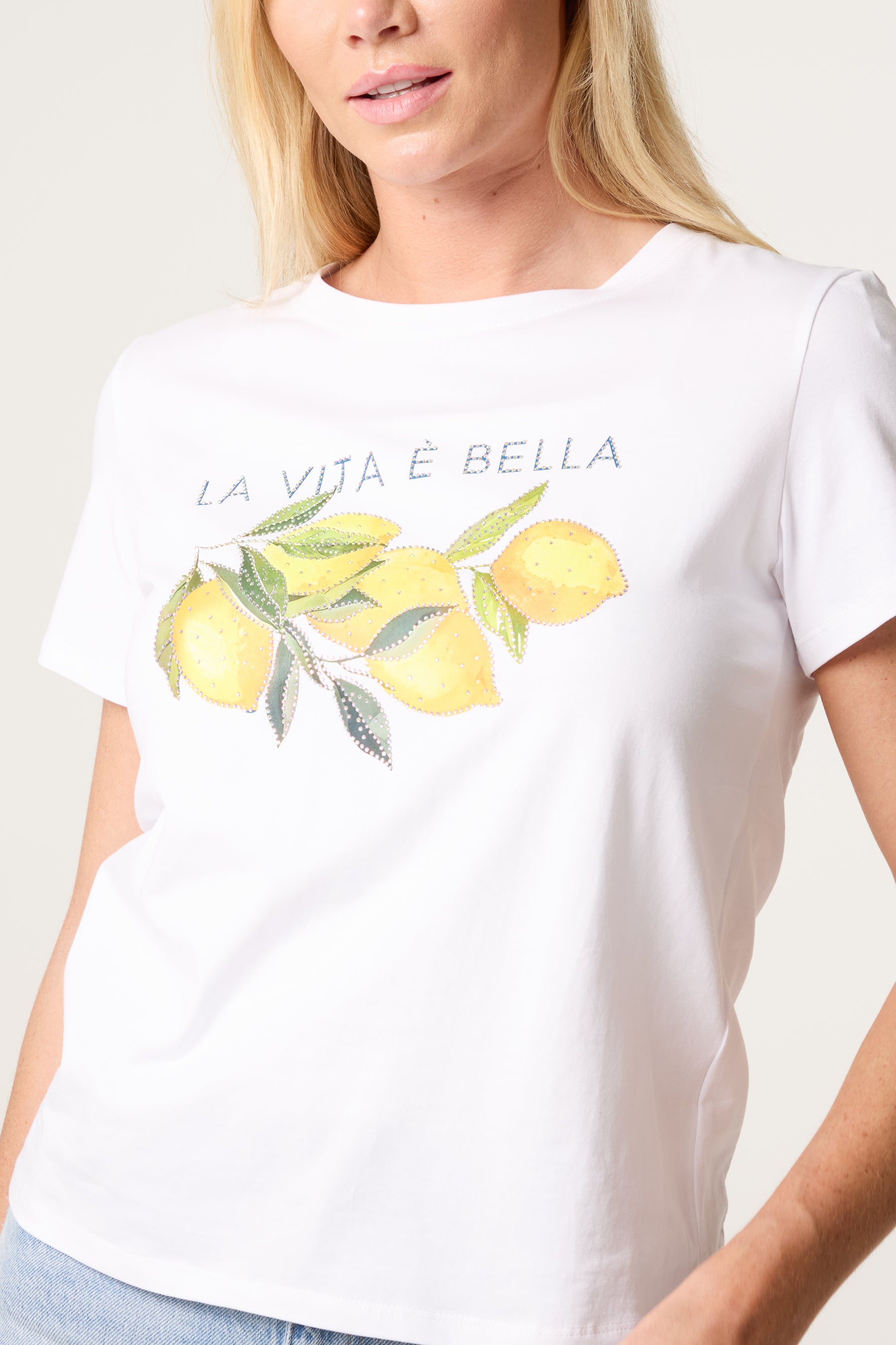 Embellished Lemon Design T-Shirt