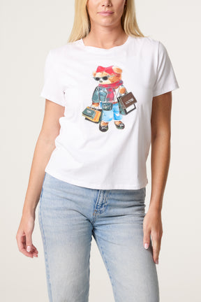 Embellished Shopping Bear T-Shirt