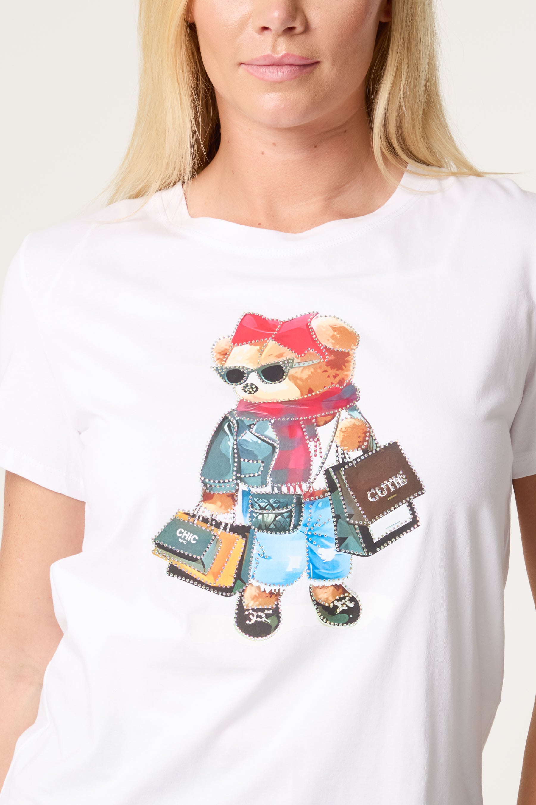 Embellished Shopping Bear T-Shirt