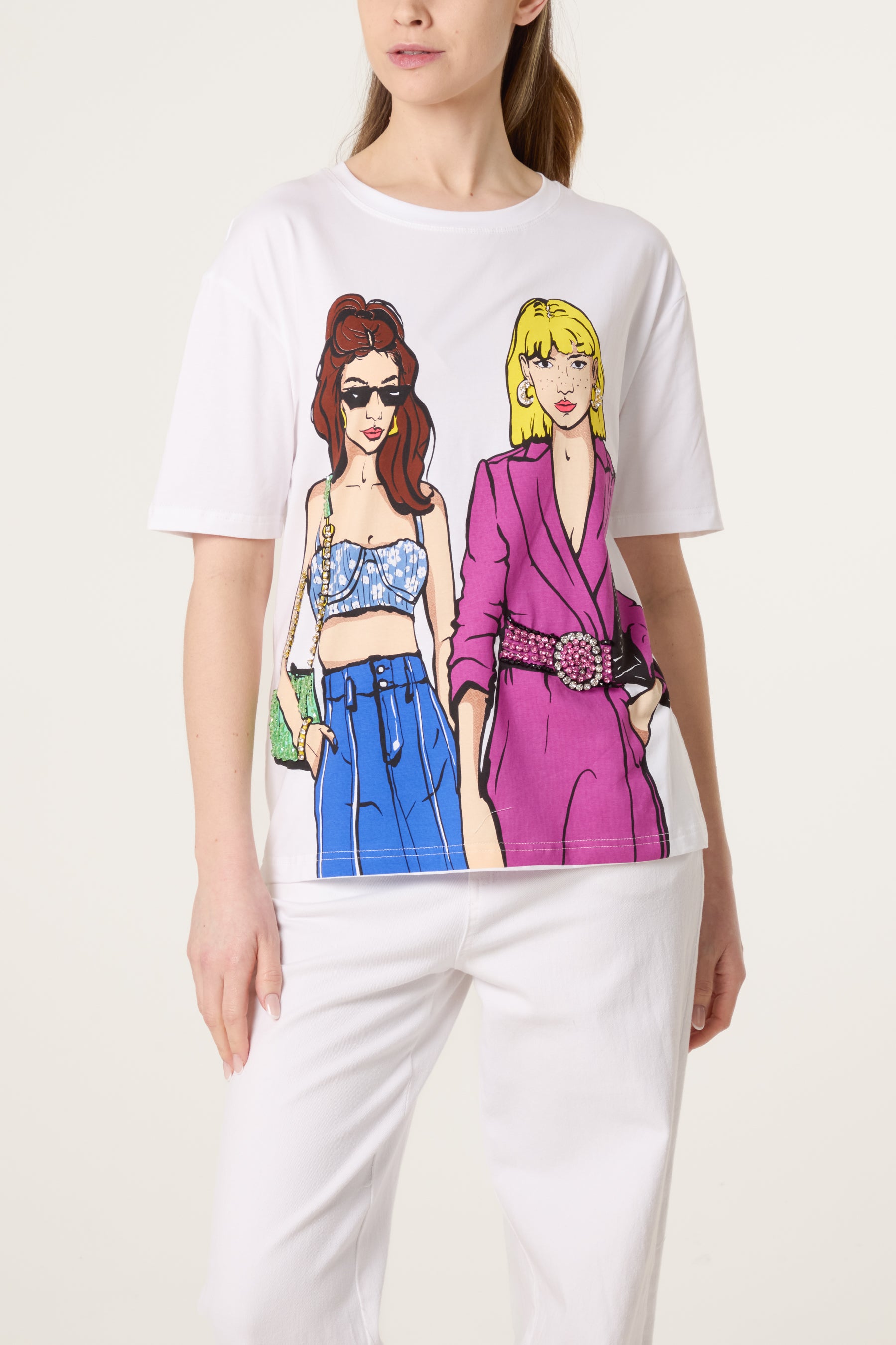 Illustration Chic Girls Embellished T-Shirt