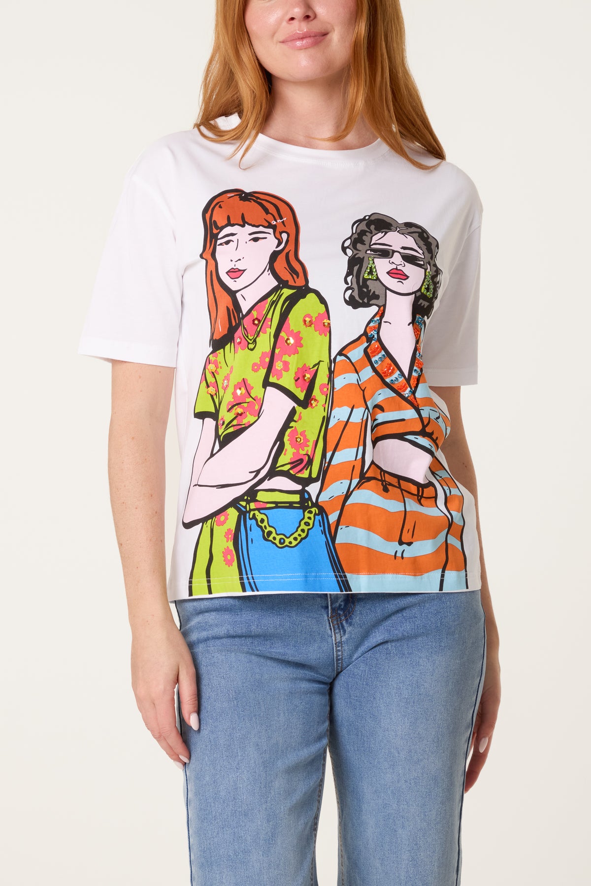 Colourful Girls Graphic Illustration T-Shirt