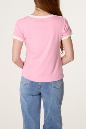 Fearless Embellished Football T-Shirt