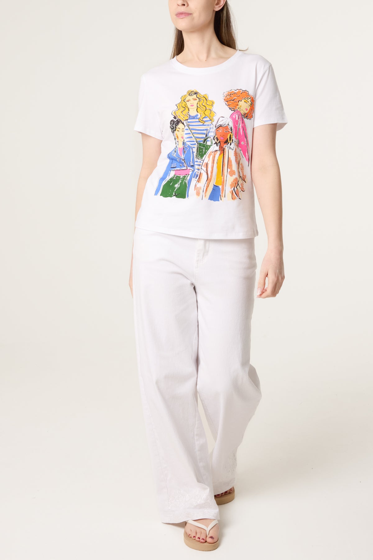 Illustration Girls Embellished T-Shirt
