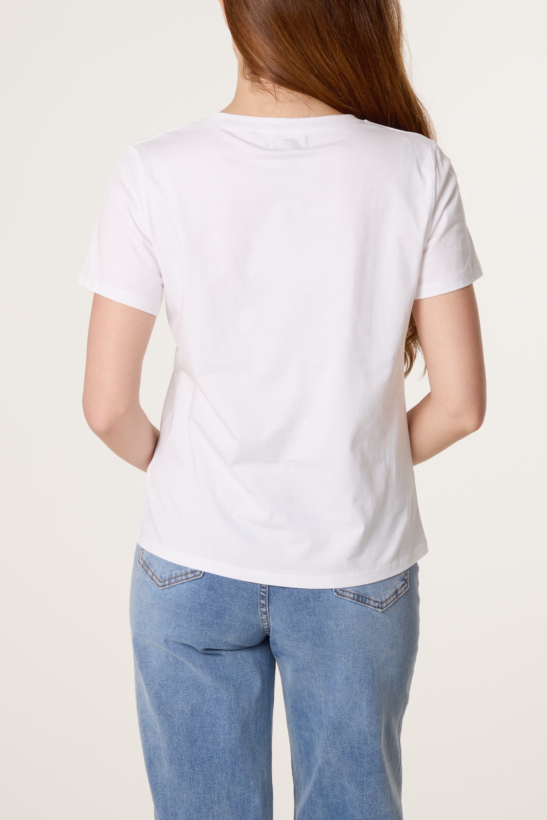 Illustration Trendy Girls Embellished T-Shirt