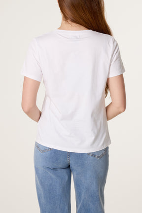 Illustration Trendy Girls Embellished T-Shirt