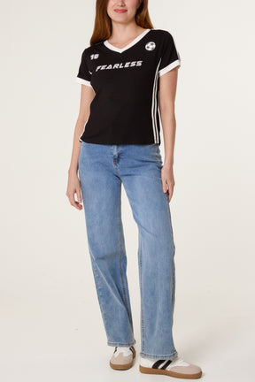 Fearless Embellished Football T-Shirt