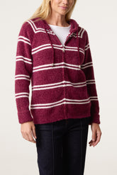 Striped Knit Zip-Up Hoodie