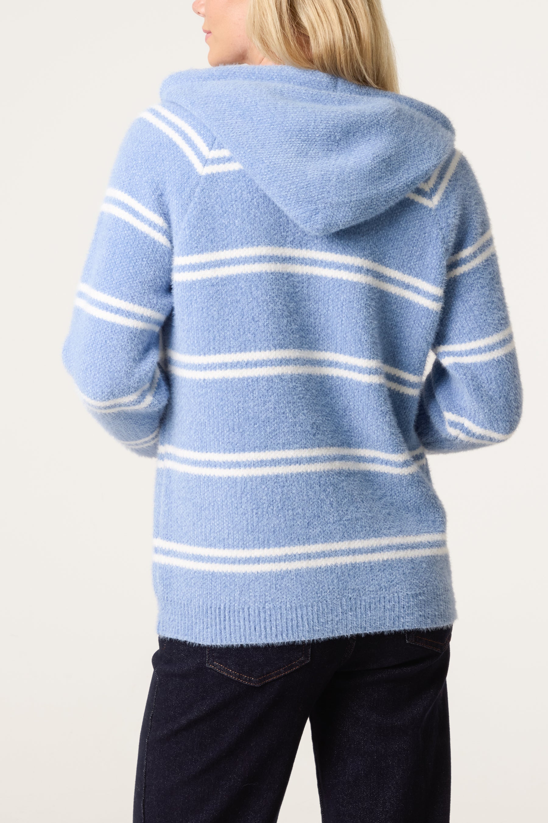 Striped Knit Zip-Up Hoodie