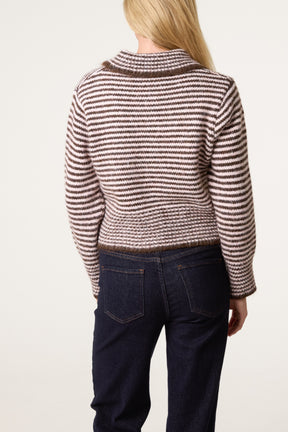 Mini Collar Button Through Striped Cardigan