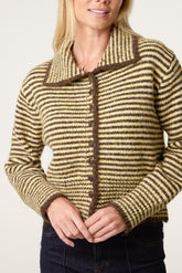 Mini Collar Button Through Striped Cardigan