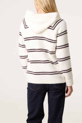 Striped Knit Zip-Up Hoodie