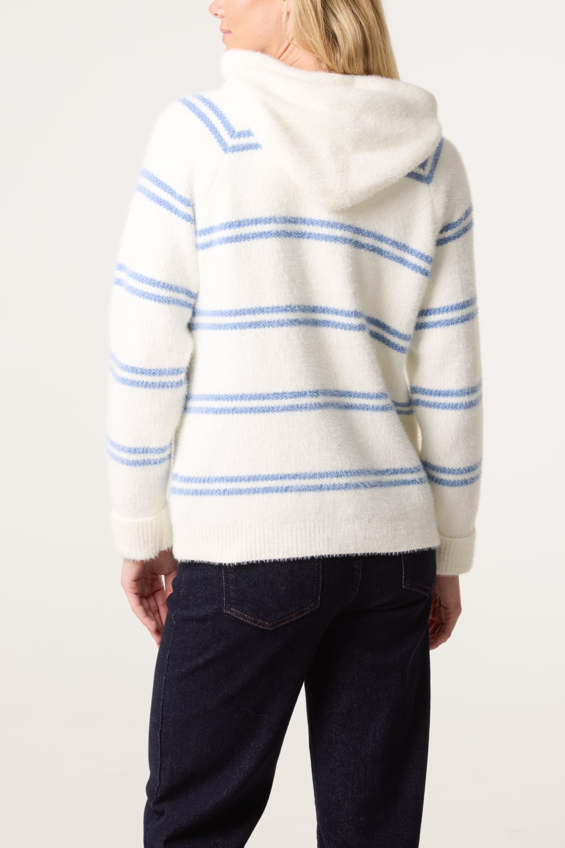 Striped Knit Zip-Up Hoodie