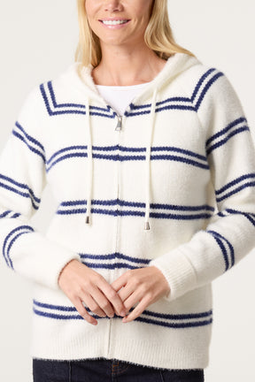 Striped Knit Zip-Up Hoodie