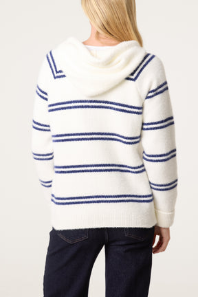 Striped Knit Zip-Up Hoodie