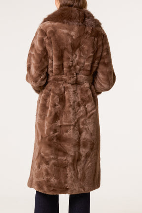 Faux Fur Belted Longline Coat