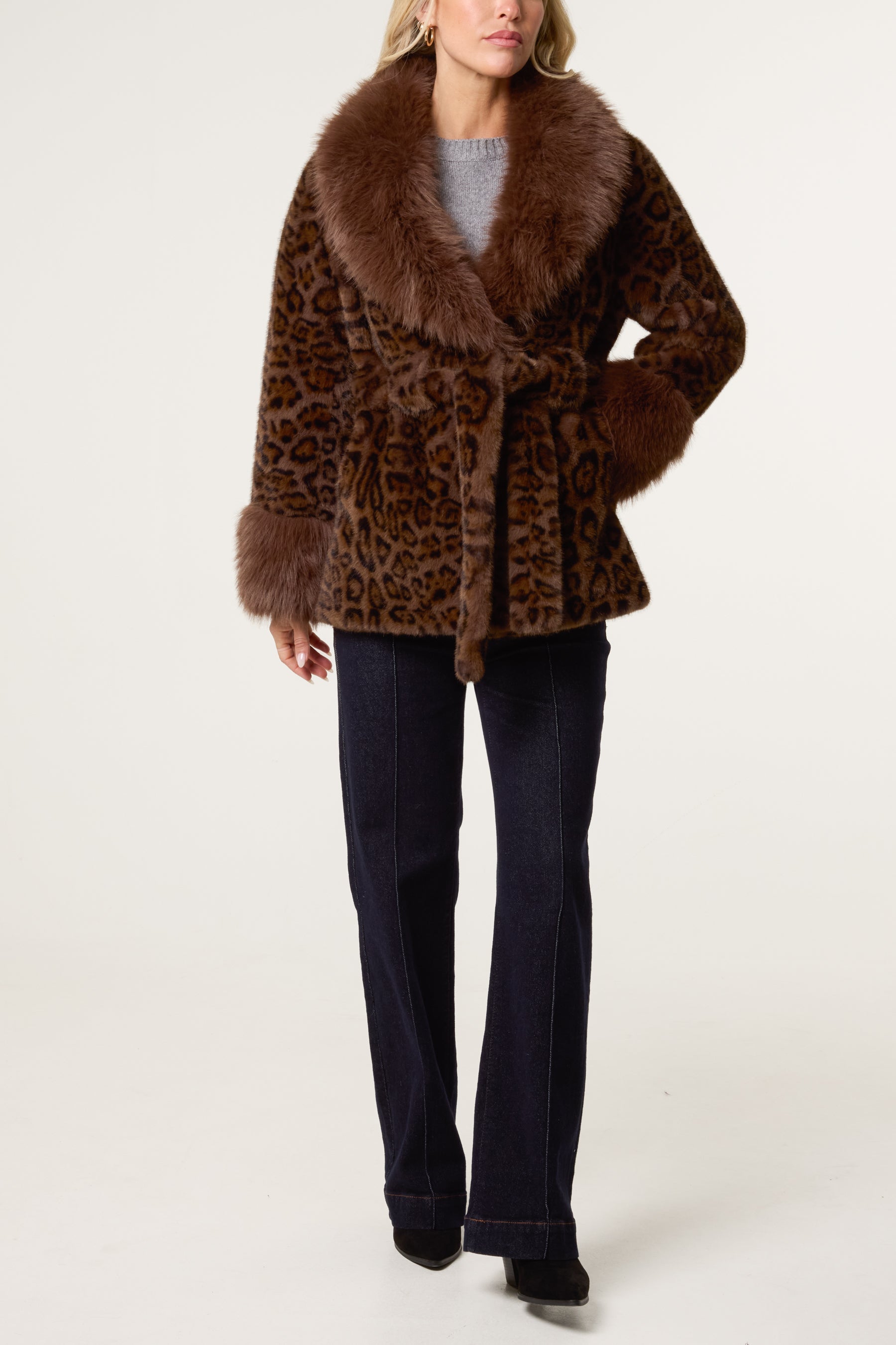 Leopard Print Faux Fur Coat