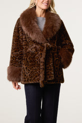 Leopard Print Faux Fur Coat