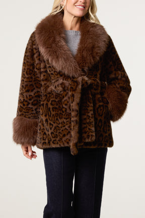 Leopard Print Faux Fur Coat