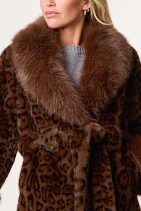 Leopard Print Faux Fur Coat